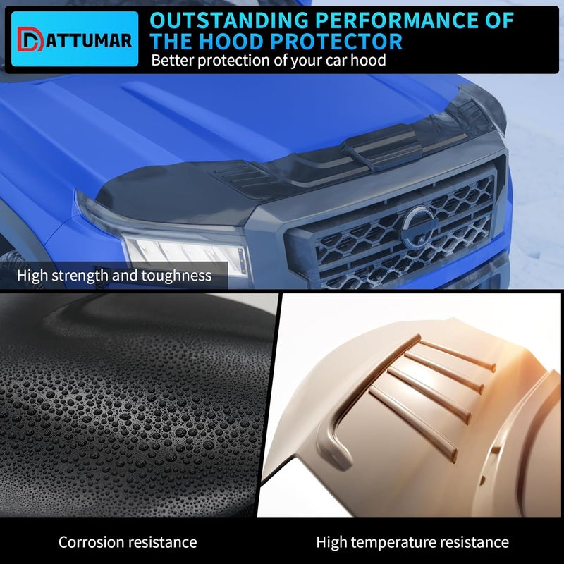 Dattumar Hood Protector Compatible with 2022-2025 2026 Nissan Frontier Hood Shield ABS Hood Deflector Hood Guard for 2024 Frontier Accessories (Glossy black) - Image 4